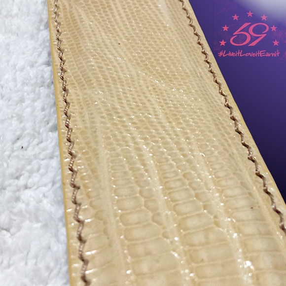 New 59 Belts | Customizable Handmade Genuine Lizard Belt | 40" Ivory | Made USA - Picture 14 of 16